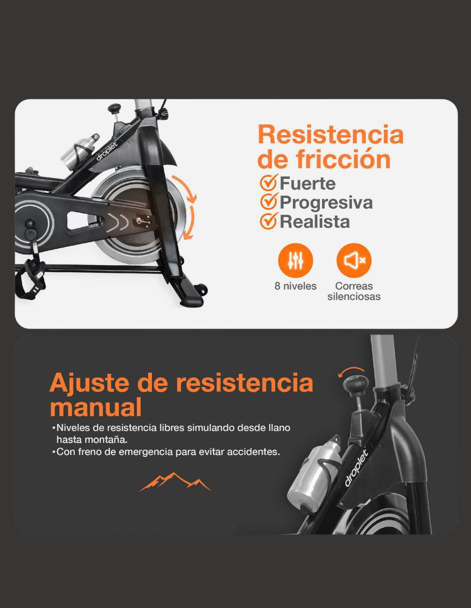 Bicicleta fija Droplet modelo SP13 de acero
