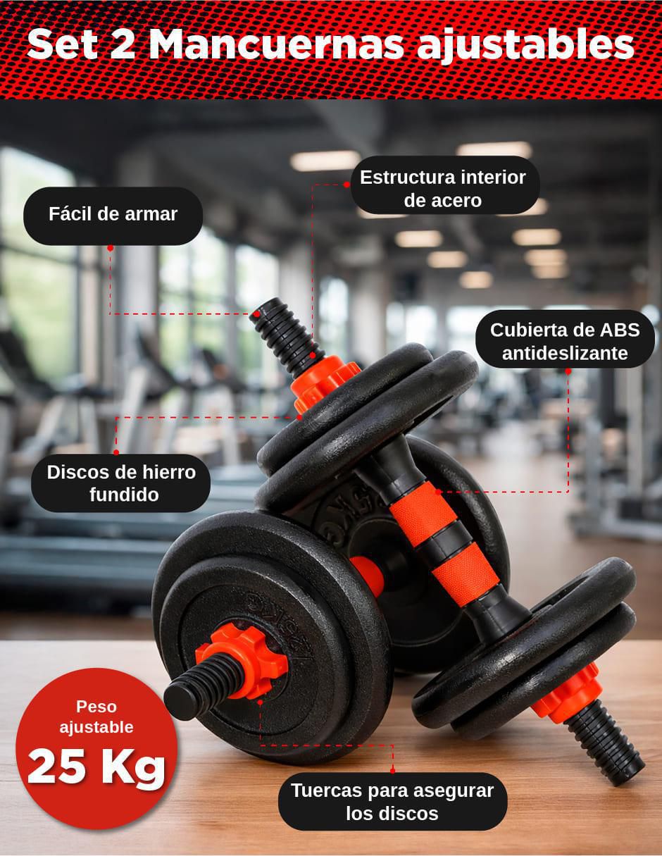 "mancuerna/set mancuernas/kit mancuernas" de peso variable x-rush 25 kg 18 "piezas"