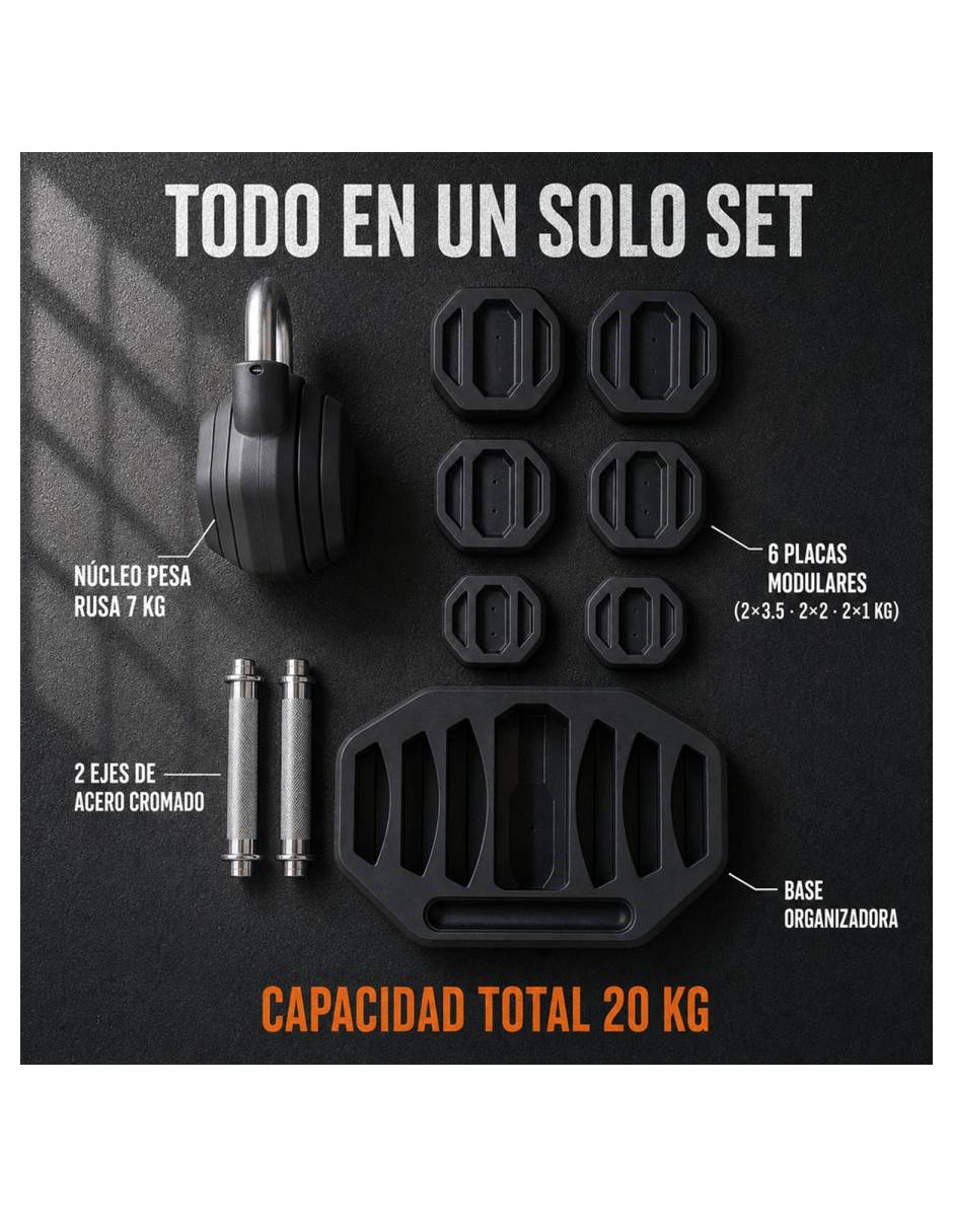 Set mancuerna de peso fijo 20 kg