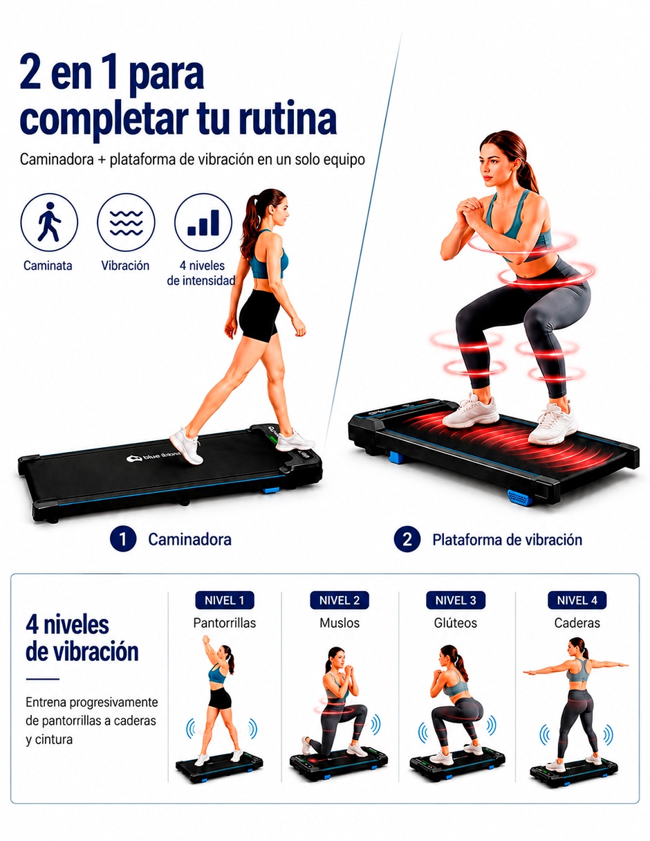 Caminadora semiprofesional eléctrica walking pad con plataforma de vibración 3